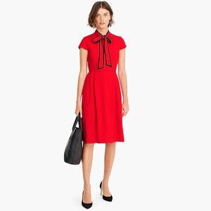 JCrew tie-neck dress in red and navy